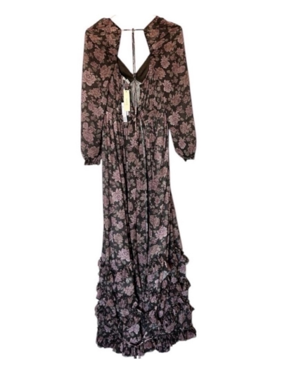 NWT V. Chapman Carmella Corset Maxi Dress Chocolate Peony Floral - Picture 7 of 11